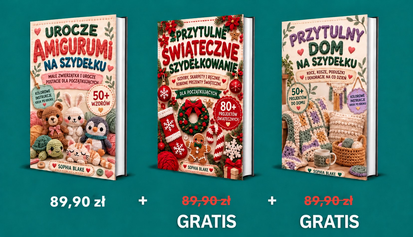 Kup 1, otrzymaj 3: Urocze amigurumi na szydełku, Przytulne świąteczne szydełkowanie i Przytulny dom na szydełku